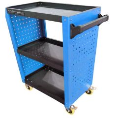 Тележка инструментальная с 3 открытыми полками и перфорированными боковинами KraftWell KRW-T3PB