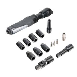 Пневматическая трещотка с набором головок 1/2", в кейсе KraftWell KRW12RW-T