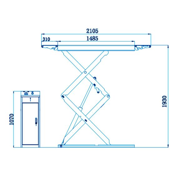 Подъёмник ножничный короткий г/п 3,5 т. KraftWell KRW350SF_blue, Цвет: Синий, Напряжение: 380, изображение 7