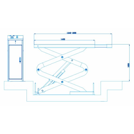 Подъёмник ножничный короткий г/п 3,6 т. KraftWell KRW360SU_blue, Цвет: Синий, Напряжение: 380, изображение 3