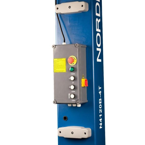 Подъемник 4 т. двухстоечный с нижней синхронизацией Nordberg N4120B-4T_380V (синий), Цвет: Синий, Напряжение: 380, изображение 3