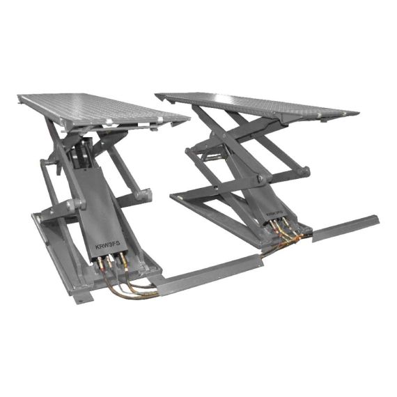 Подъемник ножничный короткий напольный, г/п 3 т. KraftWell KRW3FS/220, Цвет: Cерый, Напряжение: 220