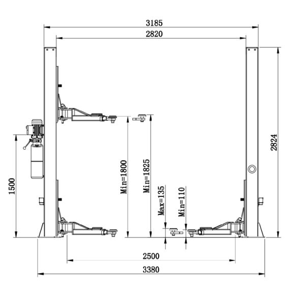 Подъемник двухстоечный с нижней синхронизацией г/п 4т. KRW4MLS, изображение 4
