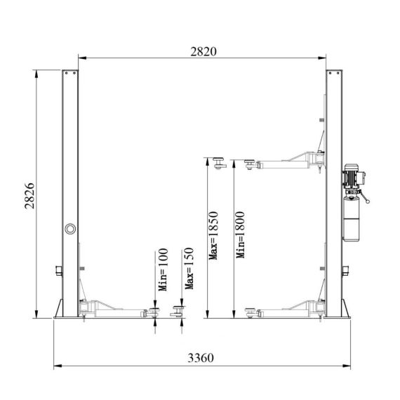 Подъемник двухстоечный 4т. KraftWell KRW4SLM, Цвет: Cерый, Напряжение: 380, изображение 6