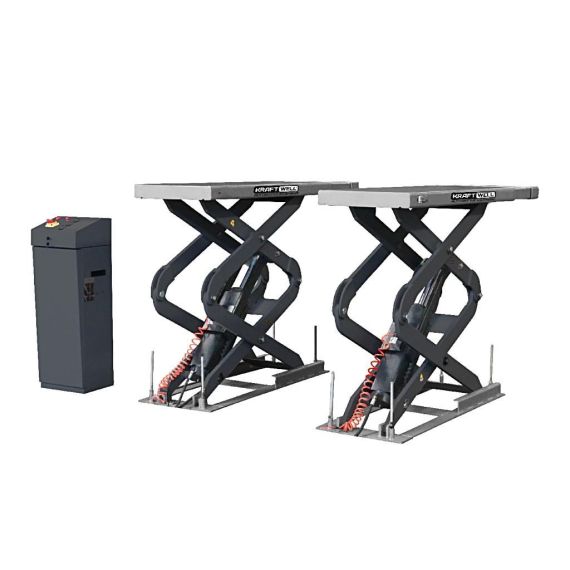 Ножничный подъемник короткий KraftWell KRW360SU г/п 3,6 т., Цвет: Cерый, Напряжение: 380