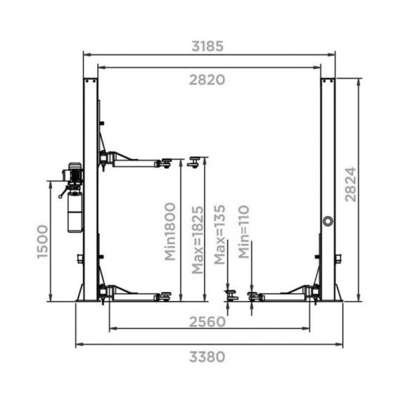 Подъемник двухстоечный электрогидравлический г/п 3200 кг. KraftWell KRW3DLM, изображение 2