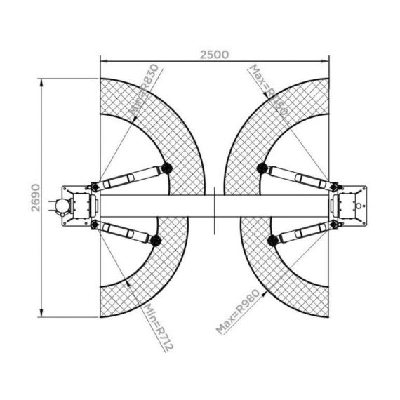 Подъемник двухстоечный электрогидравлический г/п 3200 кг. KraftWell KRW3DLM, изображение 3