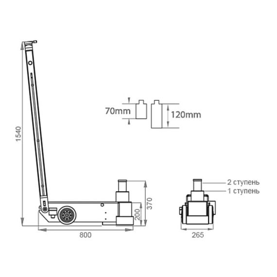Домкрат пневмогидравлический г/п 40/20 т. KraftWell KRWAJ40-2T, изображение 3