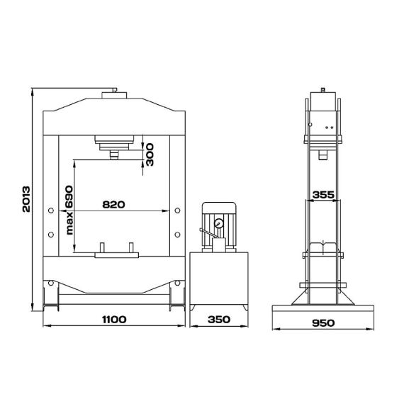 Пресс c электроприводом 100 т. KraftWell KRWPR100E, изображение 2