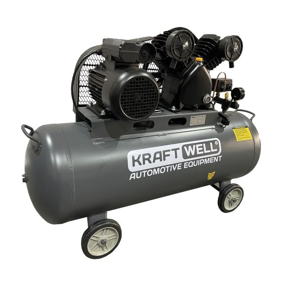 Компрессор поршневой 420 л/мин, 10 бар, 100 л, 220В KraftWell KRW-AC420-100L/220
