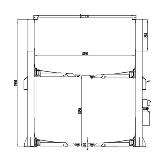 Подъемник двухстоечный электрогидравлический KraftWell KRW4ELH2/220 г/п 4 т., Цвет: Cерый, Напряжение: 220, изображение 2