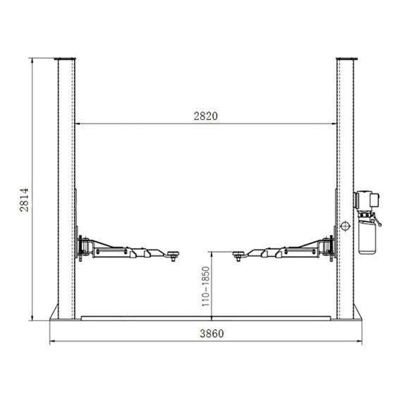 Подъемник двухстоечный, электрогидравлический KraftWell KRW4SLM/220 г/п 4т., Цвет: Cерый, Напряжение: 220, изображение 6