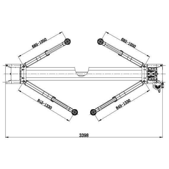 Подъемник двухстоечный KraftWell KRW4MXL (KRW4MLS) с нижней синхронизацией, г/п 4т., изображение 4