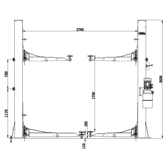 Подъемник двухстоечный KraftWell KRW4MXL (KRW4MLS) с нижней синхронизацией, г/п 4т., изображение 3