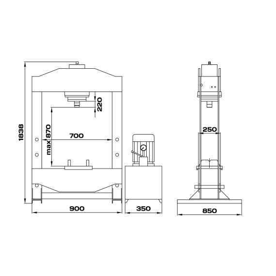 Пресс 50 т. c электроприводом KraftWell KRWPR50E, изображение 2