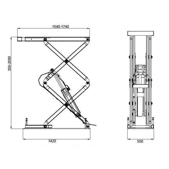 Подъемник ножничный короткий заглубляемый KraftWell KRW3.2U_blue, г/п 3,2 т.  , Цвет: Синий, Напряжение: 220, изображение 2