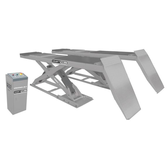 Подъемник ножничный KraftWell KRW35WA-JB-F напольный, платформы для сход-развала, г/п 3,5 т.
