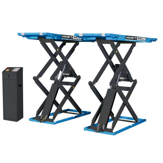 Подъёмник ножничный короткий KraftWell KRW350SF/220_blue напольный, г/п 3,5 т., Цвет: Синий, Напряжение: 220