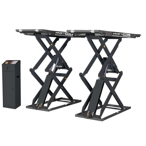Подъёмник ножничный короткий KraftWell KRW350SF/220 напольный, г/п 3,5 т., Цвет: Cерый, Напряжение: 220