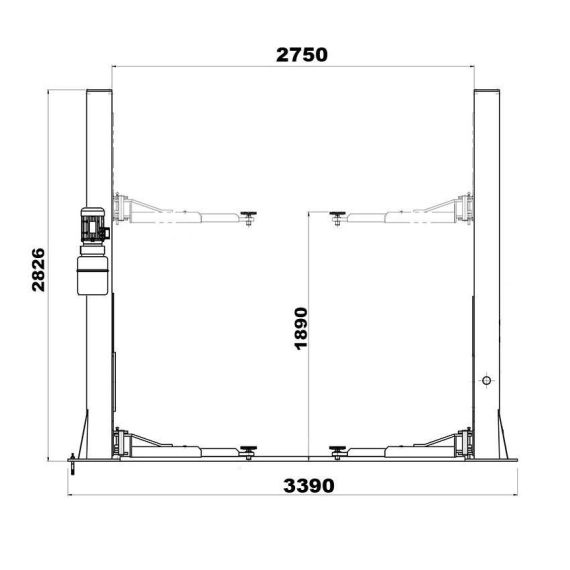 Подъемник двухстоечный с нижней синхронизацией, г/п 4т. KraftWell KRW4ML/220, изображение 3